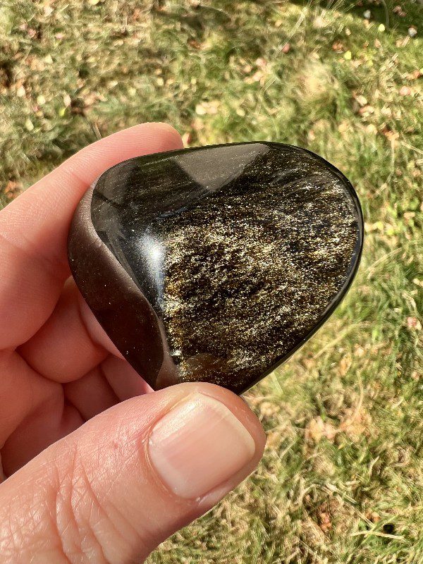 Galet Pierre Naturelle Obsidienne Dorée – Image 2