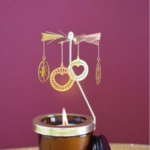 Carrousel pour bougie Amour Infini – décor doré avec cœurs et étoiles, diffuse amour inconditionnel, harmonie et bienveillance