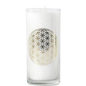 Bougie en Cire végétale Blanche Fleur de vie
