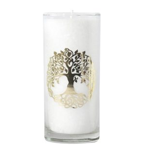 Bougie en Cire végétale Blanche Arbre de vie