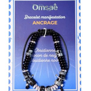 Bracelet Ancrage Obsidienne Noire  Flocon de Neige