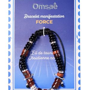 Bracelet Réglable Force il de Taureau  Obsidienne