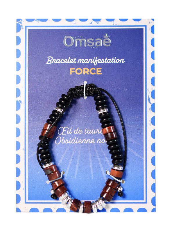 Bracelet Réglable Force il de Taureau  Obsidienne