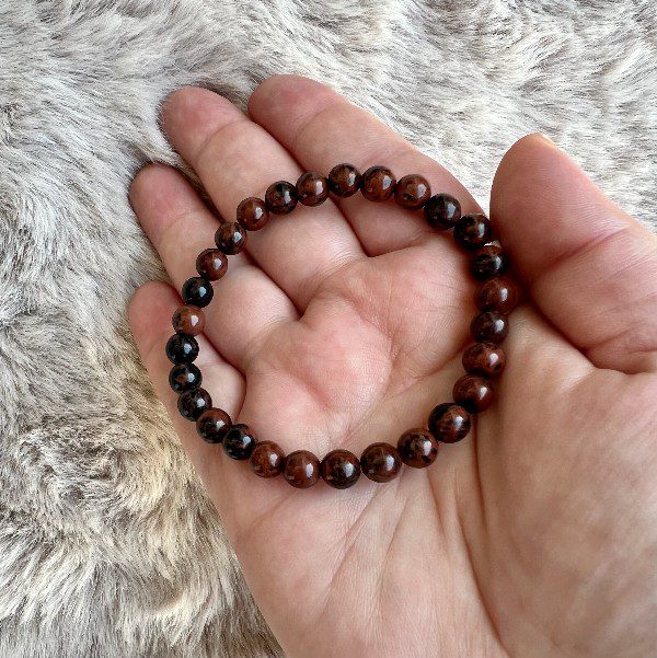 Bracelet Obsidienne Acajou Protection - Ancrage 6mm