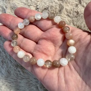 Bracelet en pierre de lune beige  Amour - Harmonie 8mm