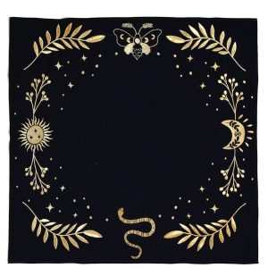Nappe tirage tarot velours – Broderie dorée 60x60