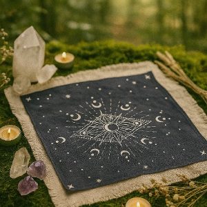 Nappe de divination 60x60cm Bleue Broderie Argentée