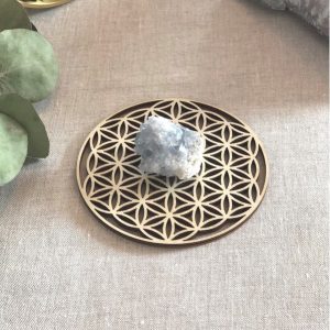 Socle de Rechargement Bois Fleur de vie diam 10 cm