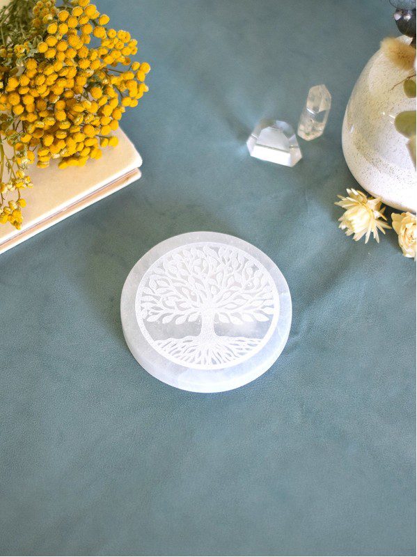 Socle de Rechargement en Sélénite Arbre de Vie