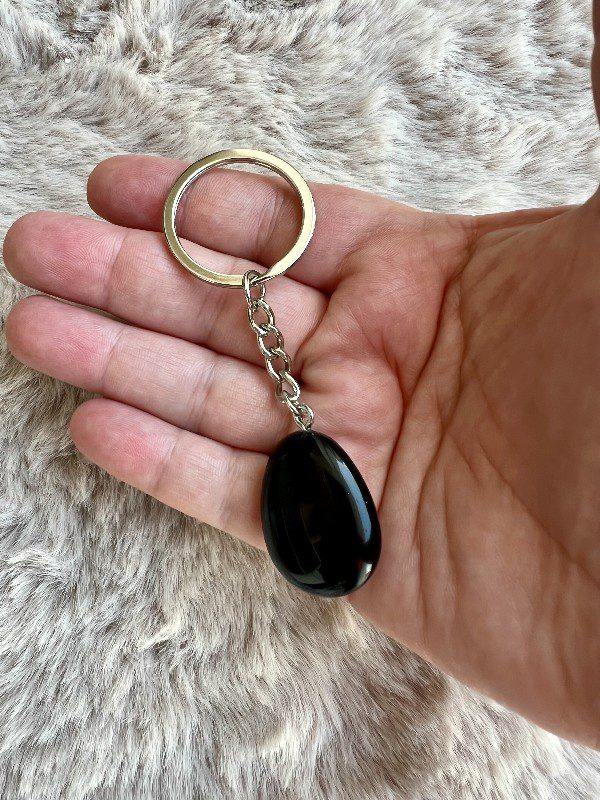Porte clé Obsidienne Noire Protection et Ancrage Puissant