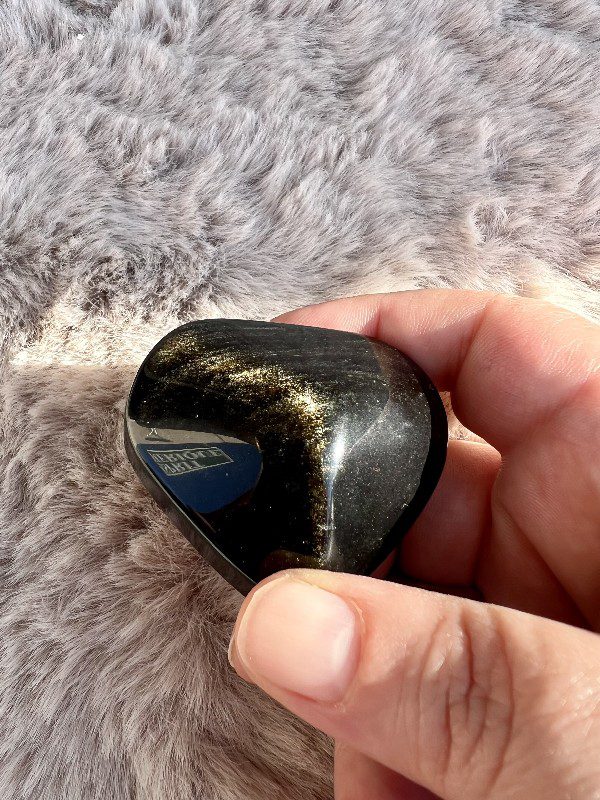 Galet Pierre Naturelle Obsidienne Dorée