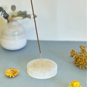Porte Encens Baton Fleur de vie Doré Sélénite