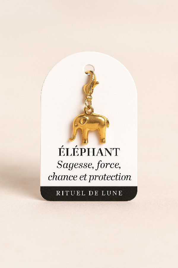 Charm’s Éléphant Doré – Sagesse, Chance & Protection