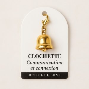 Charm Clochette dorée Rituel de Lune – bijou spirituel symbole de communication et de connexion, à accrocher à un bracelet, sac ou porte-clés – Esprit Féerique, boutique en ligne bien-être et bijoux énergétiques