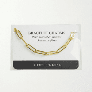 Bracelet doré Rituel de Lune à maillons fins, idéal pour accrocher vos charms porte-bonheur. Élégant, ajustable et intemporel.